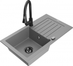 Granitinė virtuvinė plautuvė Mexen Pablo su mai&scaron;ytuvu ir sifonu, Grey/Black