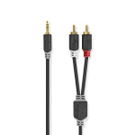 &bdquo;Stereo audio kabelis - ALPEXE - 733 - 3,5 mm vyri&scaron;kas - 2x RCA vyri&scaron;ki - 5,0 m - Antracitas&ldquo;