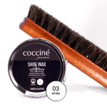 Coccine batų va&scaron;kas shoe wax, baltas, 40 g + Batų &scaron;epetys su arklio &scaron;eriais, 16 cm
