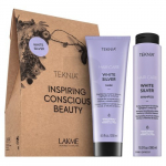 "Lakm&eacute; Teknia White Silver Pack" &scaron;ampūnas ir kaukė platininės blondinės ir žiliems plaukams 300 ml + 250 ml