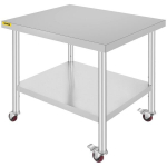 Virtuvinis darbo stalas su ratukais Vevor,91x76x82cm, sidabrinis