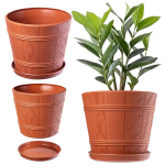 Vazonas Vazonas 38cm Medinis dangtelis Plastikinis gėlių stovas