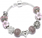 Modulinė apyrankė Charms Beads Sidabrinė rožinė