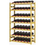 HOMCOM Vyno stovas 42 vyno butelių laikiklis, 7 lygių, medinis stovintis stovas, virtuvinis vyno laikiklis su apsauga nuo pasvirimo, natūralus, 63 x 25 x 102 cm, Natūrali mediena