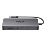 HUB Ugreen CM681 15978 13in1 USB-C &ndash; 2x USB-A 3.2 / 2x USB-A 3.0 / USB-C 3.2 / 2x HDMI / DisplayPort / RJ45 / SD ir TF / AUX / USB-C PD