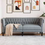 Dvivietė chesterfield sofa, &scaron;viesiai pilkos spalvos, audinys