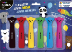 Kidea Jumbo flomasteriai su me&scaron;kučiais, 6 spalvos