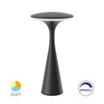 Įkraunamas, stalinis &scaron;viestuvas TOWER, 3W, 300lm, IP44, su įkrovimo stotele, 2600mAh, juodas