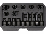Yato Stabdžių Kaliperių Muciņu Rinkinys 16vnt YT-06811, 16, CrMo, CrV, 1/2" (12.7 mm), 11.5, 14, 15, 19, 20, 22 mm, 5-ta&scaron;kų
