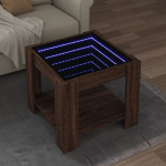 Kavos staliukas su led, rudas ąžuolo, 53x53x45cm, mediena
