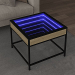 Kavos staliukas su infinity led lemputėmis, ąžuolo, 50x50x41cm