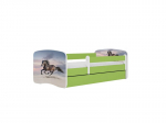 Vaiki&scaron;ka lova be čiužinio, su stalčiumi Kocot Kids BabyDreams Green galloping horse, 160x80 cm, žalia