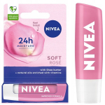 Nivea Soft Rose lūpų balzamas su rožių kvapu ir blizgesiu