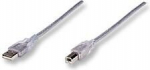 Kabelis Manhattan USB A-B M/M 1,8m USB2.0 Hi-Speed pilkas