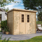 Medinis sodo namelis Timbela M310C - A200 x 239 x 142 cm/ 2.63 m2, rudas