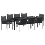 vidaXL Sodo valgomojo komplektas 9 pcs Juoda ir pilka PE ratanas