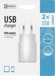 Emos Usb įkroviklis Smart 3.1 A įkrovimo adapteris, Usb maitinimo &scaron;altinis su 2 Usb prievadais mobiliajam telefonui, i&scaron;maniajam telefonui, plan&scaron;etiniam kompiuteriui, fotoaparatui, i&scaron;maniajam laikrodžiui ir kt., be kabelio