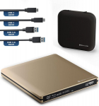 Techpulse120 i&scaron;orinis Usb 3.1 Blu-ray Dvd Cd Usb-c Uhd 4k 3d M-disc Bdxl Hdr10 128gb įra&scaron;ymo įrenginys Superdrive Bd Imperator paketas krep&scaron;ys 90 cm jungiamasis kabelis aliuminis auksinis