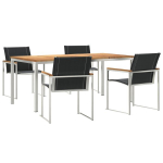 5 dalių sodo valgomasis komplektas i&scaron; kietos akacijos medienos,lauko valgomojo stalas 180x90x75 cm i&scaron; kietos akacijos medienos
