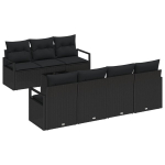 8 dalių sodo sofos komplektas su pagalvėlėmis Juodas Poli Ratanas,2-viečių sodo sofa su pagalvėlėmis Juodas Poli Ratanas