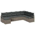 8 dalių sodo sofa rinkinys su pagalvėmis Pilka poli ratanas,2 vietų sodo sofa su pagalvėmis Pilka poli ratanas