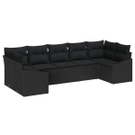 7 dalių sodo sofa su pagalvėlėmis Juoda Poliratanas