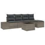 5 dalių sodo sofa su pagalvėlėmis juodas poliratanas