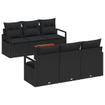 vidaXL Sodo Sofų Rinkinys su pagalve 7 pcs Juoda poliratanas