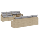 9 dalių sodo sofa komplektas su pagalvėlėmis Smėlio Poli Ratanas