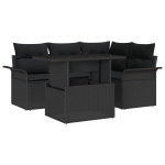 5 dalių sodo sofos rinkinys su pagalvėlėmis juodame polirate,2 vietų sodo sofa su saugykla ir pagalvėlėmis juodame polirate