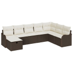 8 dalių sodo sofa rinkinys su pagalvėmis, ruda poli ratanas,2 vietų sodo sofa su pagalvėmis, ruda poli ratanas