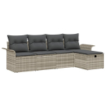 5 dalių sodo sofos komplektas su pagalvėmis, &scaron;viesiai pilkas, poli ratanas,2-vietė sodo sofa su sandėliavimu ir pagalvėmis, &scaron;viesiai pilkas, poli ratanas