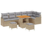 9 dalių sodo sofos rinkinys su pagalvėlėmis smėlio poli ratanas akacija,2 vietų sodo sofa su pagalvėlėmis smėlio poli ratanas,3 dalių sodo valgomojo rinkinys su pagalvėlėmis smėlio poli ratanas akacija