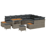 vidaXL Sodo Sofų Rinkinys 12 pcs Pilka poliratanas