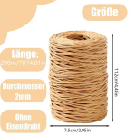 Popierinė viela, plati 2 mm popierinė virvė kraft popieriaus pakavimui, popierinė viela 200 m gėlių viela, vynmedžių viela, ri&scaron;imo viela, kaimi&scaron;ka Kalėdoms, vestuvių puok&scaron;čių pakavimui, be geležies vielos, &scaron;viesiai ruda