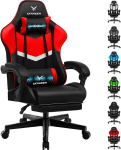 Luckracer žaidimų kėdė su kojų atrama, ergonomi&scaron;ka biuro kėdė su reguliuojama juosmens pagalvėle, žaidimų kėdė su pagalve, reguliuojamo auk&scaron;čio žaidimų kėdė, 150 kg apkrova