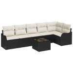 6 dalių sodų sofa su pagalvėmis, ruda poliratanas,2 vietų sodų sofa su pagalvėmis, juoda poliratanas