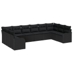 10 dalių sodo sofa rinkinys su pagalvėmis juoda poli ratanas,2 vietų sodo sofa su pagalvėmis juoda poli ratanas