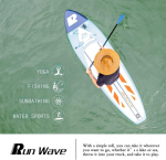 Runwave pripučiama irklentė su neslystančiu pavir&scaron;iumi ir auk&scaron;čiausios kokybės Sup priedais, plačia lenta, žemais &scaron;oniniais pelekais, skirta bangų valdymui, paaugliams, suaugusiems, pradedantiesiems