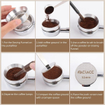 Faciacc 5 dalių espresso priedų rinkinys, wdt įrankis espresso puck sietelio rinkinys, 2 viename 51 mm espresso grūstuvas ir kavos &scaron;auk&scaron;tas, barista rinkinys, nerūdijančio plieno 8 adatų kavos paskirstymo mai&scaron;ytuvas, dozavimas