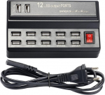 Shunsrsw 12 prievadų universalus suderinamas usb &scaron;akotuvas 5v 10a maitinimo blokas įkrovimo stotelės adapteris įkroviklis namams kelionėms (eu ki&scaron;tukas)