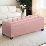 Sėdimasis suoliukas su saugojimo erdve, SONGMICS LSF089R01, 40x110x40 cm, &scaron;velniai rožinė, Istumispukk hoiuruumiga, SONGMICS LSF089R01, 40x110x40 cm, pastellroosa