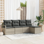 5 dalių sodo sofa rinkinys su pagalvėlėmis &scaron;viesiai pilkos poliratanas