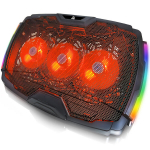 AABCOOLING Vela - Ne&scaron;iojamojo Kompiuterio Au&scaron;inimo Stovas, 3 Efektyvūs 92mm Ventiliatoriai, Tylus > 10dB Veikimas, RGB Ap&scaron;vietimas, Reguliuojamas Kątas, Tinka 10-17" Kompiuteriams, 2x USB, universal