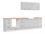 9-ių dalių virtuvės baldų komplektas BRW Junona Line, 300 cm, pilkas