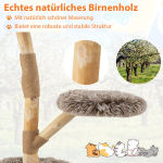 Costway 90 cm kačių medis Medinis kačių medis su 3 pliu&scaron;inėmis sėdynėmis Virvė ir draskymo stulpeliai, pagaminti i&scaron; džiuto Cat Tower Katės baldai Medžio masyvo ruda+natūralūs