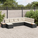 8 dalių sodo sofa rinkinys su pagalvėmis juodas poli ratanas akacija