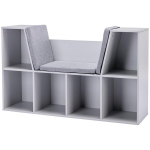 2-in-1 vaikų lentynos lentynos + suoliukas su pagalvėlėmis 103 cm &times; 30 cm &times; 62 cm Balta + Pilka, Pilka