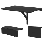 Costway sieninis sulankstomas stalas Vietą taupantis virtuvės stalas Sulankstomas sieninis stalas 80 x 60 cm juodas
