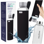 AquaFloow stiklinis buteliukas | juodas dėklas | 700 ml | stiklinis vandens buteliukas
